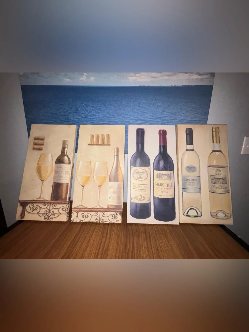 J.Wiens 2010 Wine Bottle Wall Art Set - Cream Tones